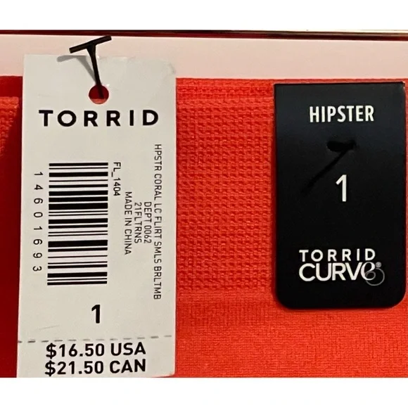 Torrid Coral Hipster Flirt Panties NWT Size 1 (14/16) - Picture 8 of 12